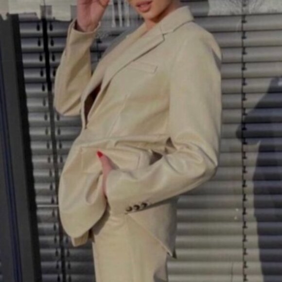 Zara Faux Leather Boxy Oversized Blazer - Picture 7 of 15